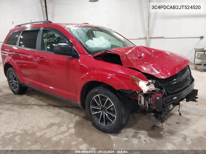 2018 Dodge Journey Se VIN: 3C4PDCAB2JT524520 Lot: 40403975