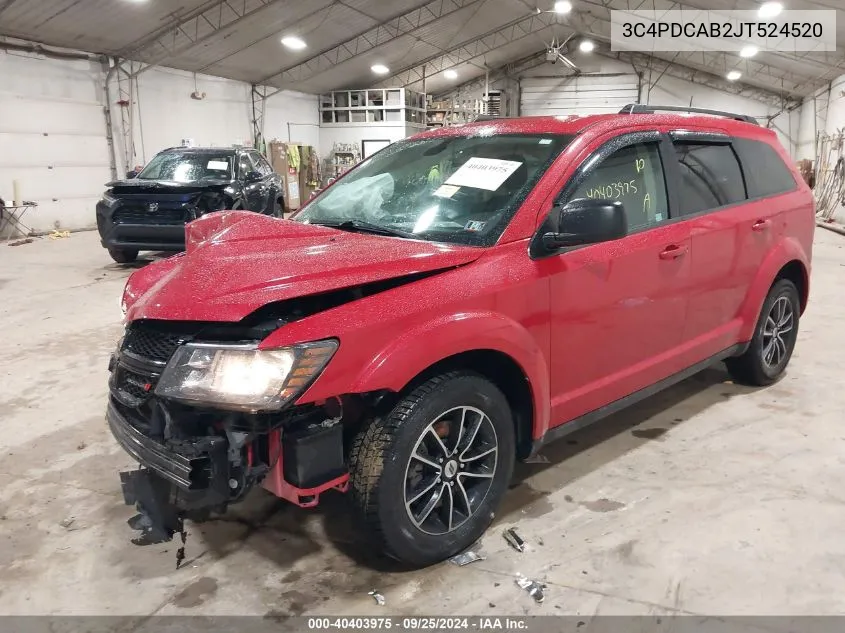 2018 Dodge Journey Se VIN: 3C4PDCAB2JT524520 Lot: 40403975