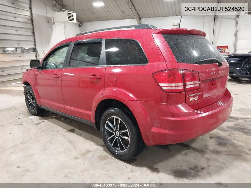 2018 Dodge Journey Se VIN: 3C4PDCAB2JT524520 Lot: 40403975