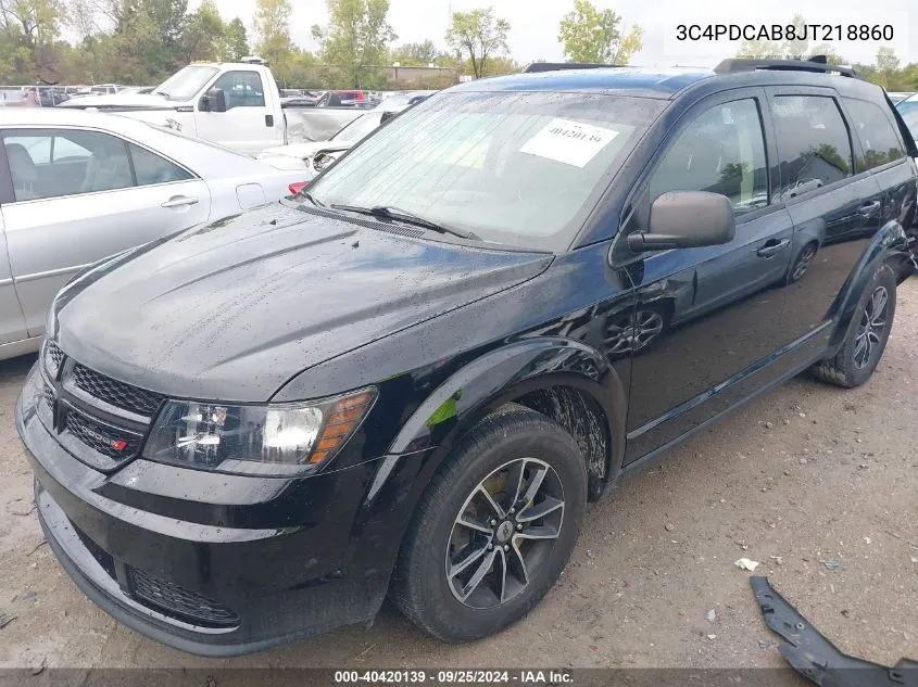 2018 Dodge Journey Se VIN: 3C4PDCAB8JT218860 Lot: 40420139