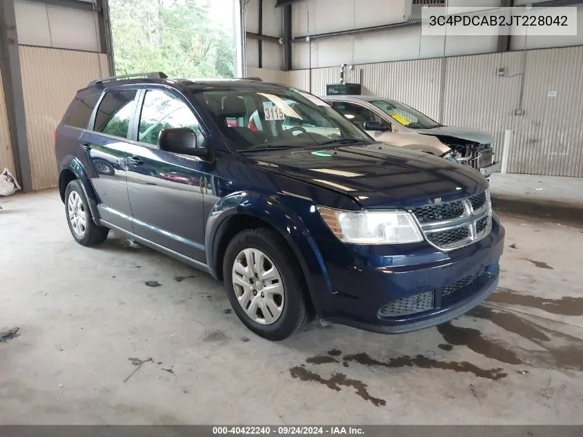 2018 Dodge Journey Se VIN: 3C4PDCAB2JT228042 Lot: 40422240