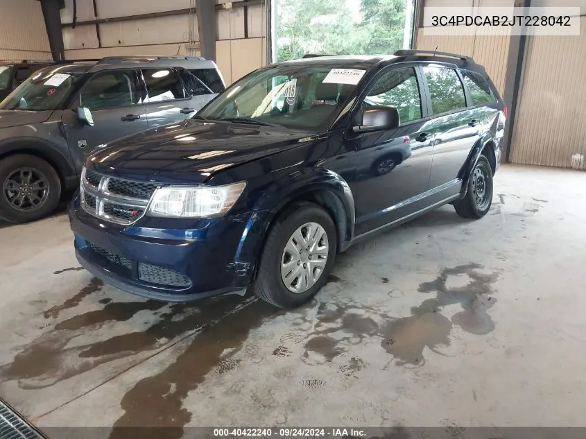 2018 Dodge Journey Se VIN: 3C4PDCAB2JT228042 Lot: 40422240