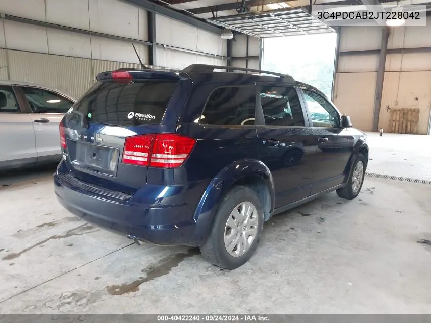 2018 Dodge Journey Se VIN: 3C4PDCAB2JT228042 Lot: 40422240