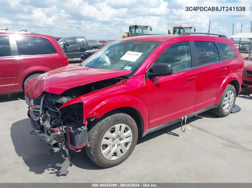 2018 Dodge Journey Se VIN: 3C4PDCAB8JT241538 Lot: 40425399