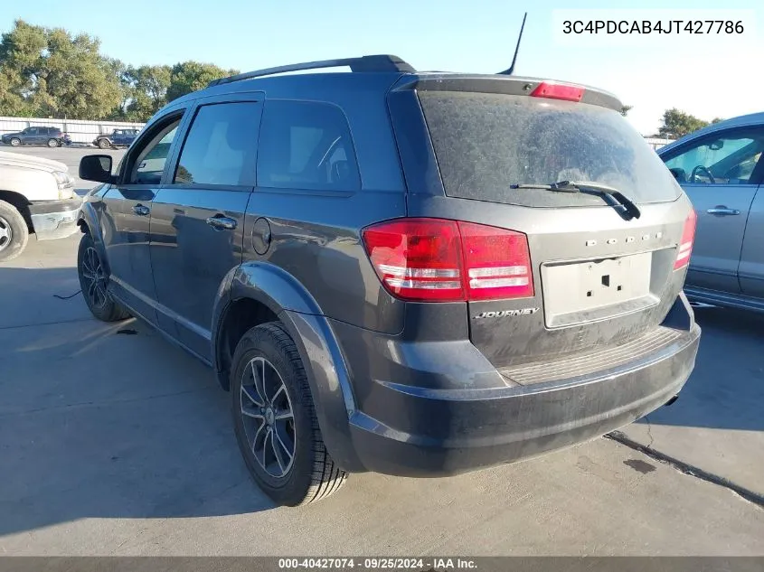 2018 Dodge Journey Se VIN: 3C4PDCAB4JT427786 Lot: 40427074