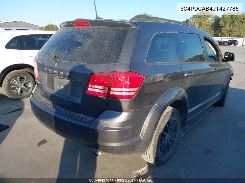 2018 Dodge Journey Se VIN: 3C4PDCAB4JT427786 Lot: 40427074