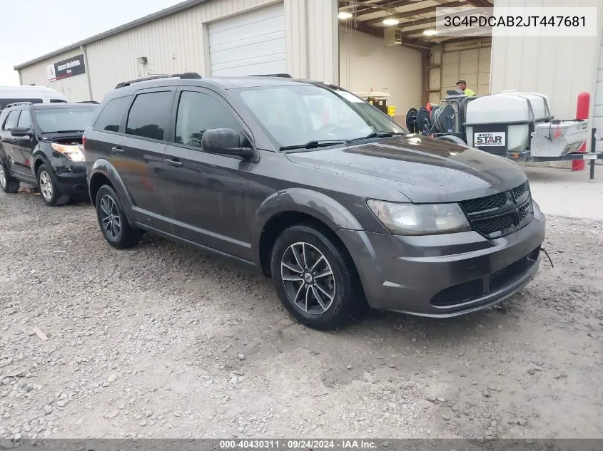 2018 Dodge Journey Se VIN: 3C4PDCAB2JT447681 Lot: 40430311