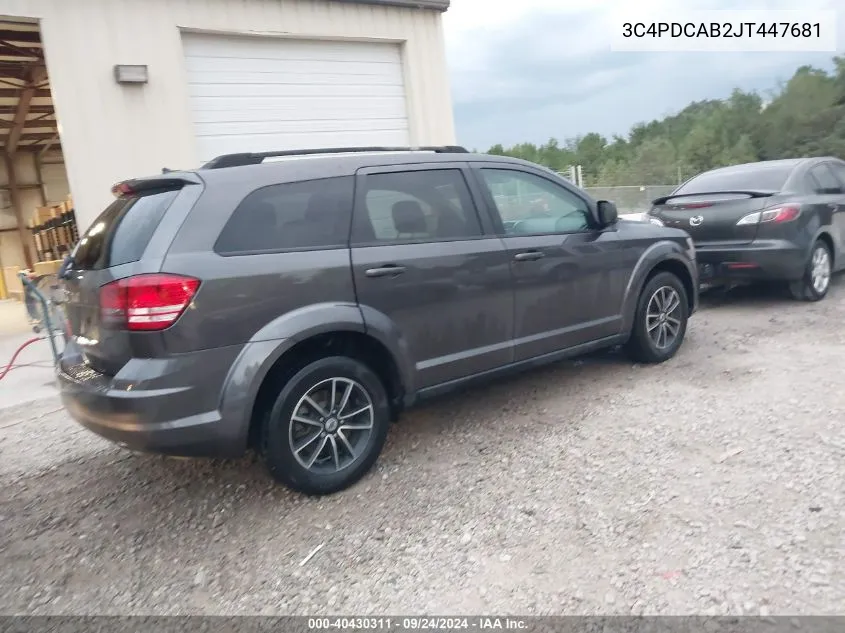 2018 Dodge Journey Se VIN: 3C4PDCAB2JT447681 Lot: 40430311