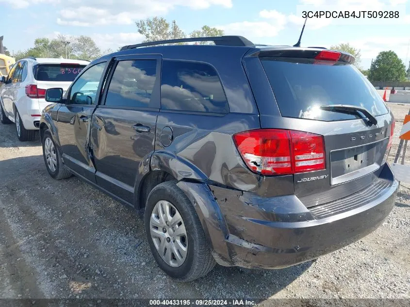 2018 Dodge Journey Se VIN: 3C4PDCAB4JT509288 Lot: 40433195