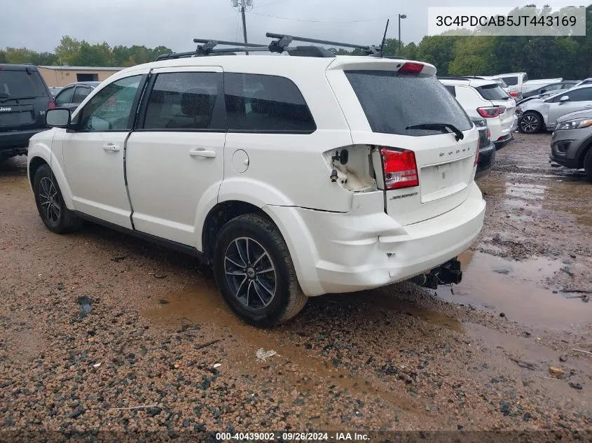 2018 Dodge Journey Se VIN: 3C4PDCAB5JT443169 Lot: 40439002