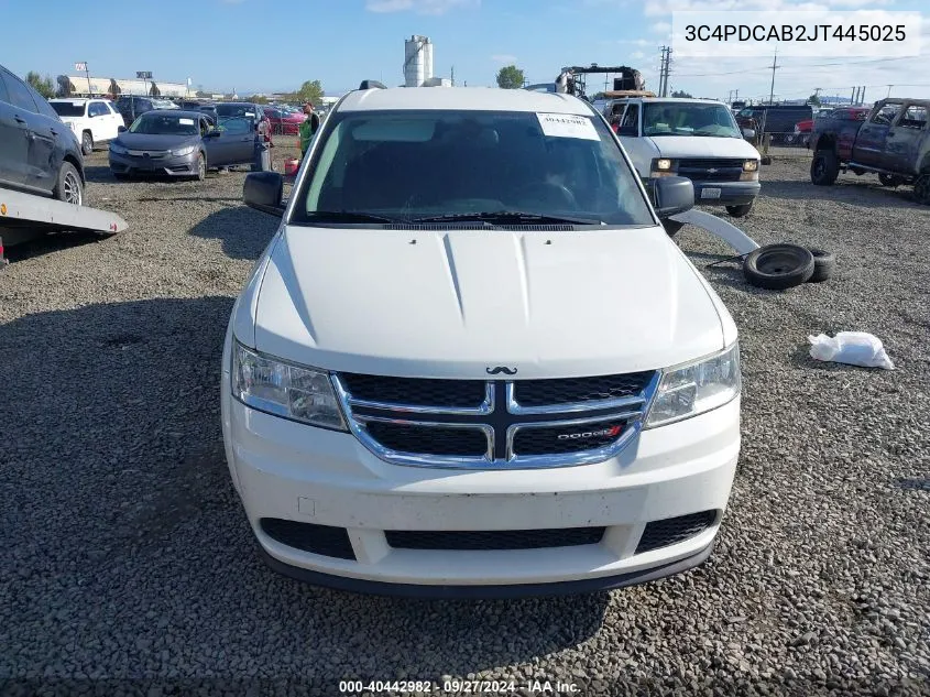 2018 Dodge Journey Se VIN: 3C4PDCAB2JT445025 Lot: 40442982