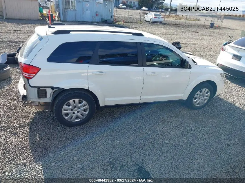 2018 Dodge Journey Se VIN: 3C4PDCAB2JT445025 Lot: 40442982