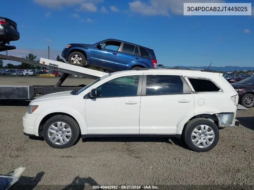 2018 Dodge Journey Se VIN: 3C4PDCAB2JT445025 Lot: 40442982