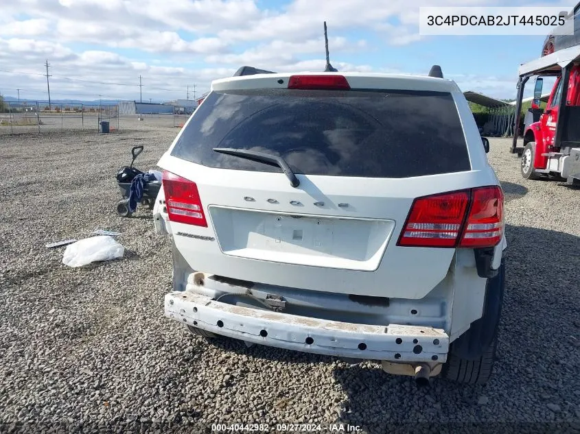 2018 Dodge Journey Se VIN: 3C4PDCAB2JT445025 Lot: 40442982