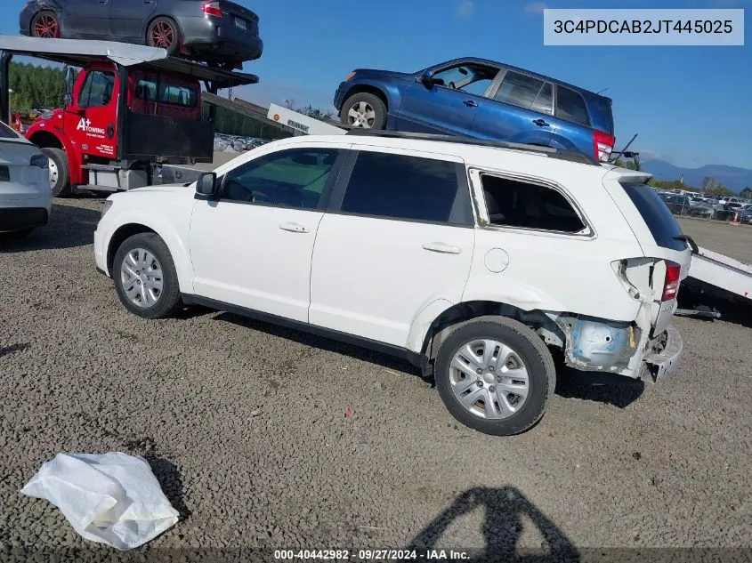 2018 Dodge Journey Se VIN: 3C4PDCAB2JT445025 Lot: 40442982