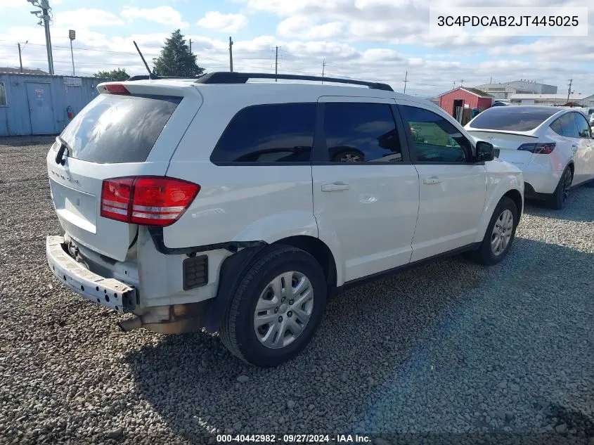 2018 Dodge Journey Se VIN: 3C4PDCAB2JT445025 Lot: 40442982