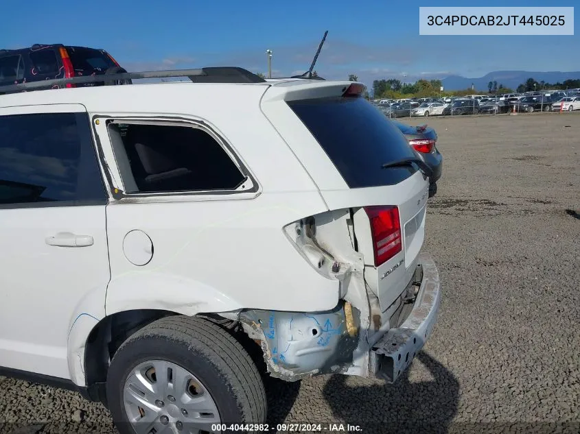 2018 Dodge Journey Se VIN: 3C4PDCAB2JT445025 Lot: 40442982