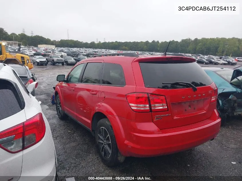 2018 Dodge Journey Se VIN: 3C4PDCAB6JT254112 Lot: 40443888