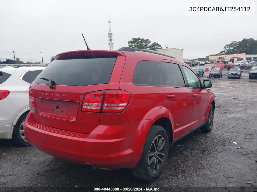 2018 Dodge Journey Se VIN: 3C4PDCAB6JT254112 Lot: 40443888