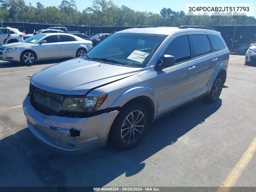 2018 Dodge Journey Se VIN: 3C4PDCAB2JT517793 Lot: 40449284