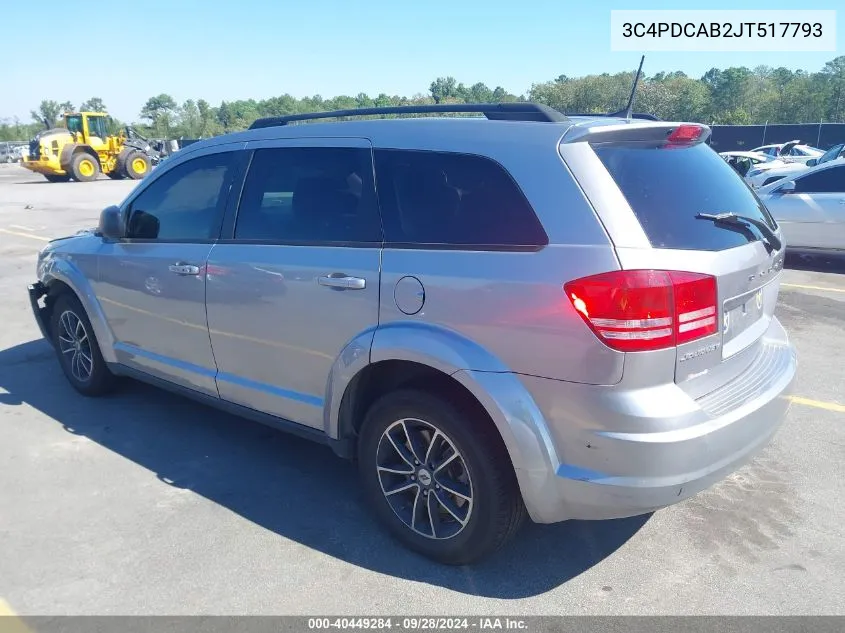 2018 Dodge Journey Se VIN: 3C4PDCAB2JT517793 Lot: 40449284