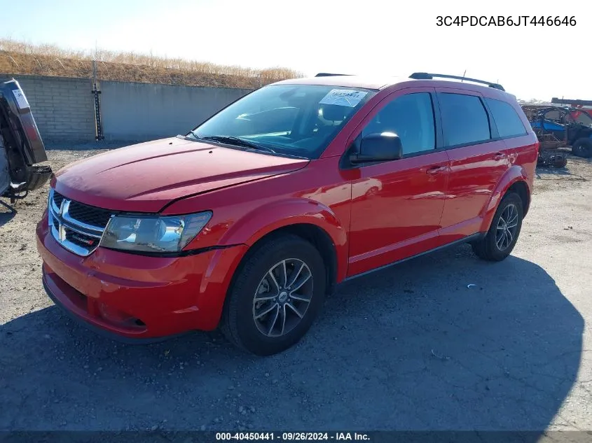 2018 Dodge Journey Se VIN: 3C4PDCAB6JT446646 Lot: 40450441