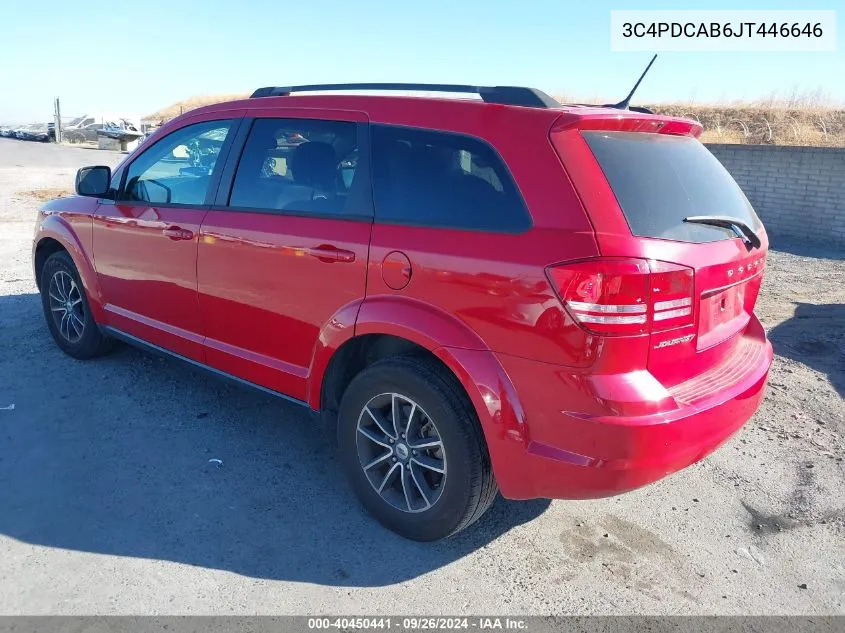 2018 Dodge Journey Se VIN: 3C4PDCAB6JT446646 Lot: 40450441