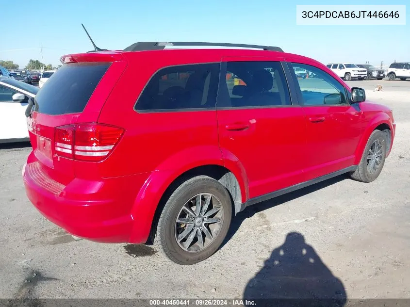 2018 Dodge Journey Se VIN: 3C4PDCAB6JT446646 Lot: 40450441