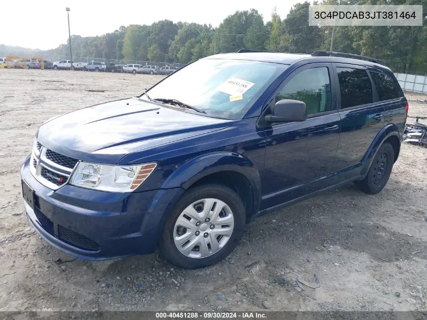 2018 Dodge Journey Se VIN: 3C4PDCAB3JT381464 Lot: 40451288