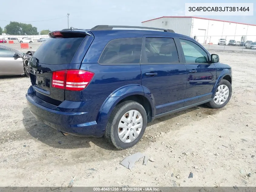 2018 Dodge Journey Se VIN: 3C4PDCAB3JT381464 Lot: 40451288