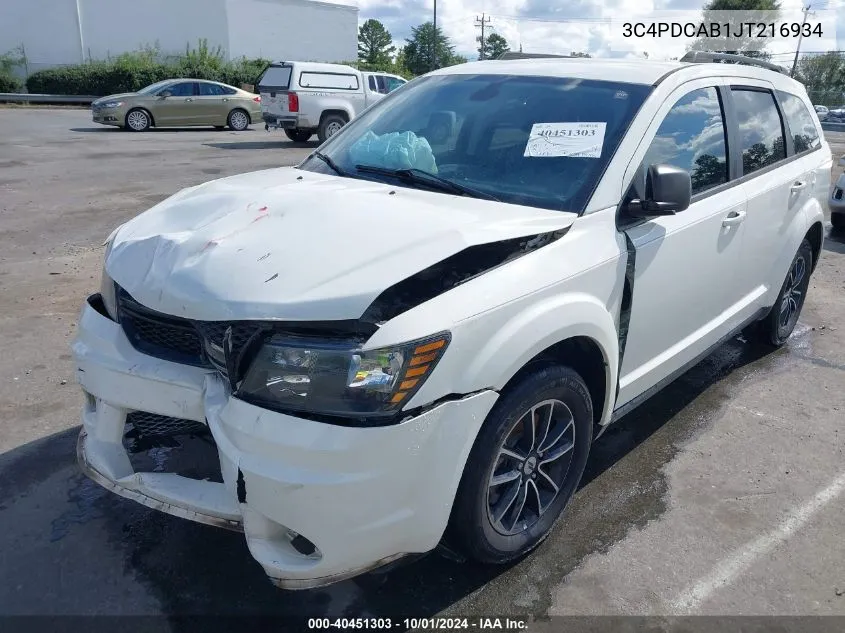 2018 Dodge Journey Se VIN: 3C4PDCAB1JT216934 Lot: 40451303