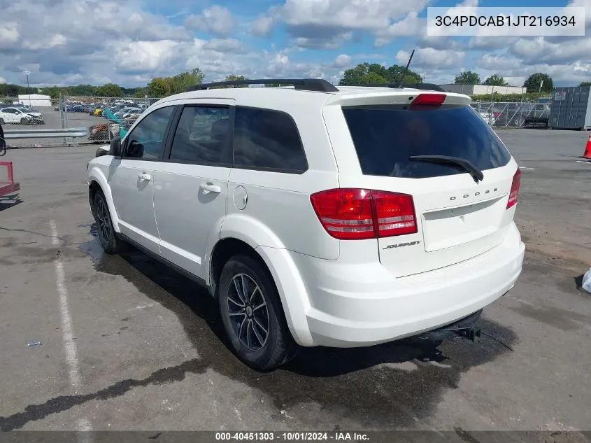 2018 Dodge Journey Se VIN: 3C4PDCAB1JT216934 Lot: 40451303