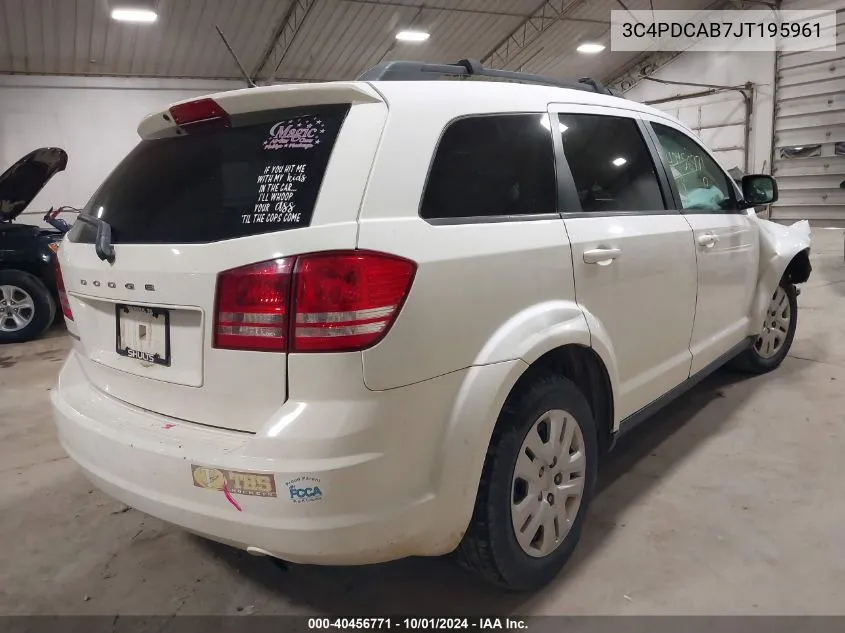 2018 Dodge Journey Se VIN: 3C4PDCAB7JT195961 Lot: 40456771