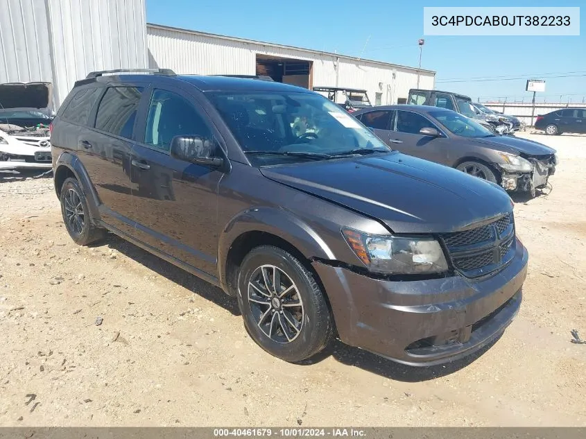 2018 Dodge Journey Se VIN: 3C4PDCAB0JT382233 Lot: 40461679