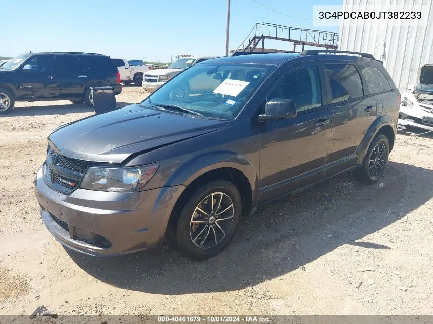 2018 Dodge Journey Se VIN: 3C4PDCAB0JT382233 Lot: 40461679