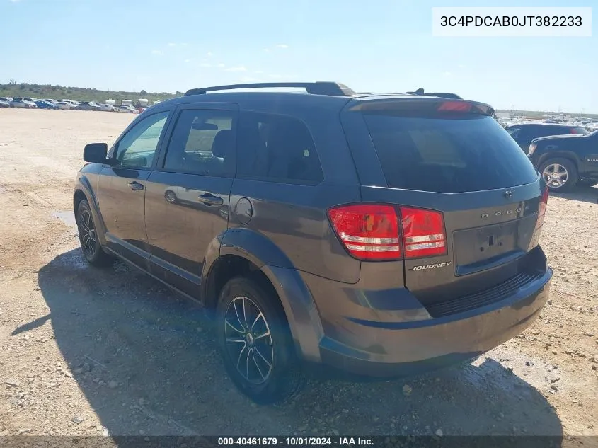 2018 Dodge Journey Se VIN: 3C4PDCAB0JT382233 Lot: 40461679