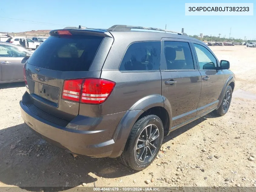 2018 Dodge Journey Se VIN: 3C4PDCAB0JT382233 Lot: 40461679