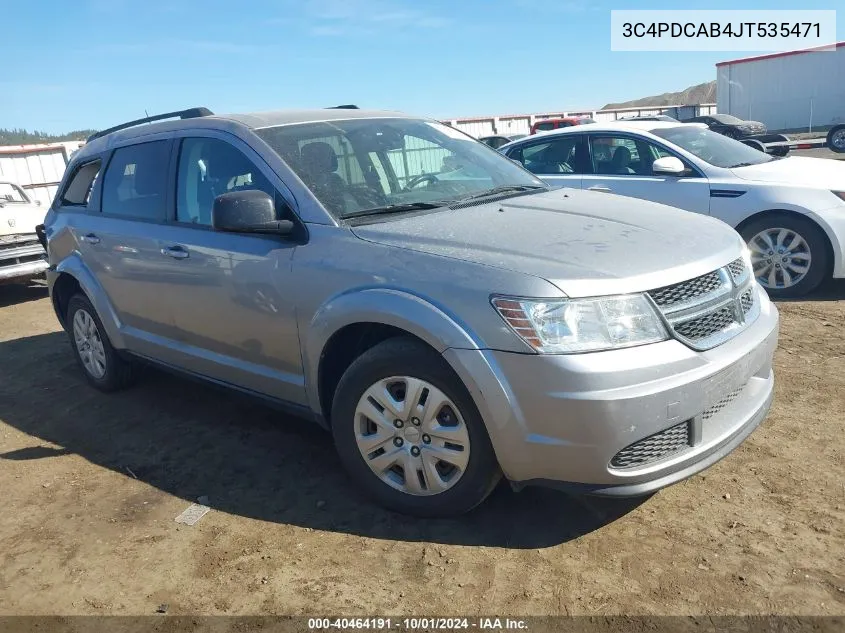 2018 Dodge Journey Se VIN: 3C4PDCAB4JT535471 Lot: 40464191