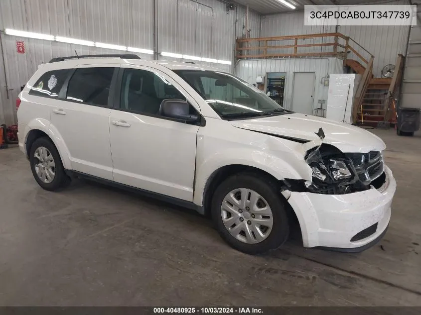 2018 Dodge Journey Se VIN: 3C4PDCAB0JT347739 Lot: 40480925