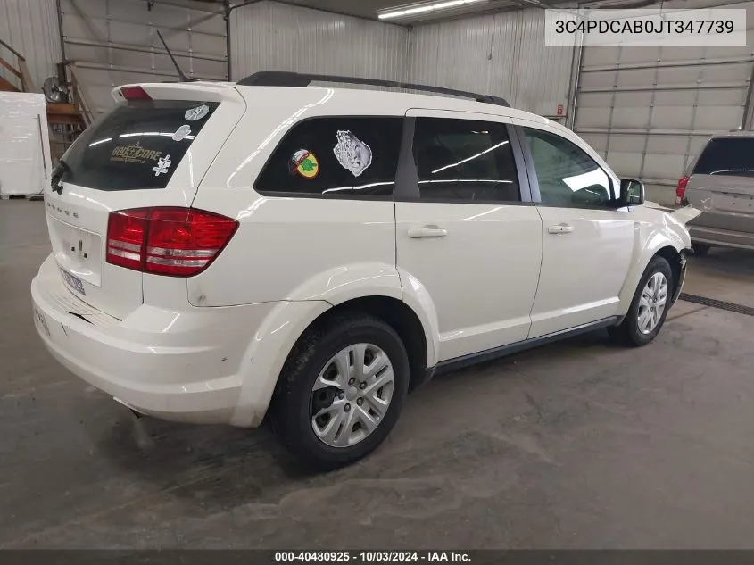 2018 Dodge Journey Se VIN: 3C4PDCAB0JT347739 Lot: 40480925