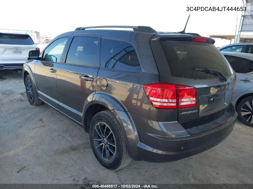 2018 Dodge Journey Se VIN: 3C4PDCAB4JT444653 Lot: 40486517