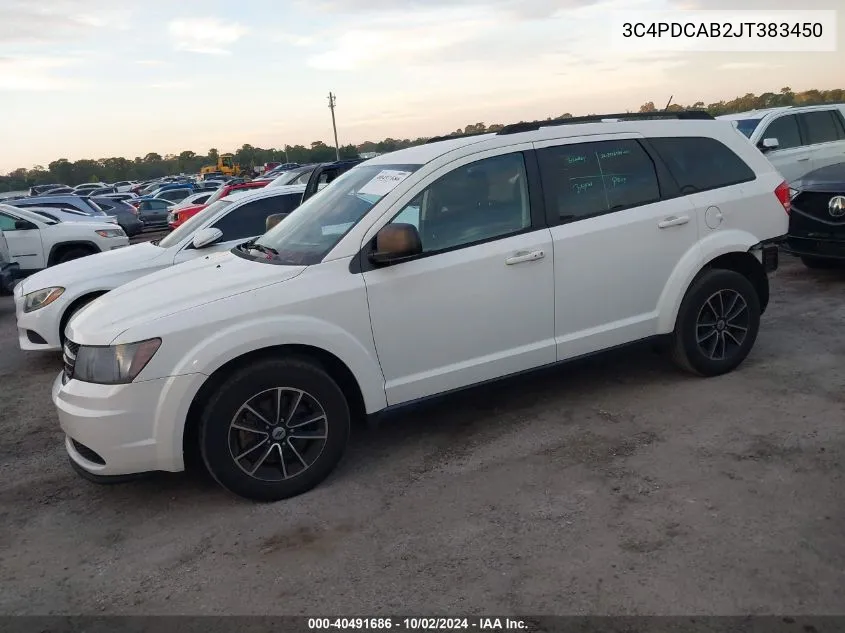 2018 Dodge Journey Se VIN: 3C4PDCAB2JT383450 Lot: 40491686