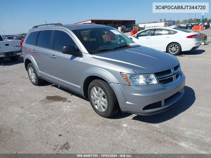 2018 Dodge Journey Se VIN: 3C4PDCAB8JT344720 Lot: 40491703