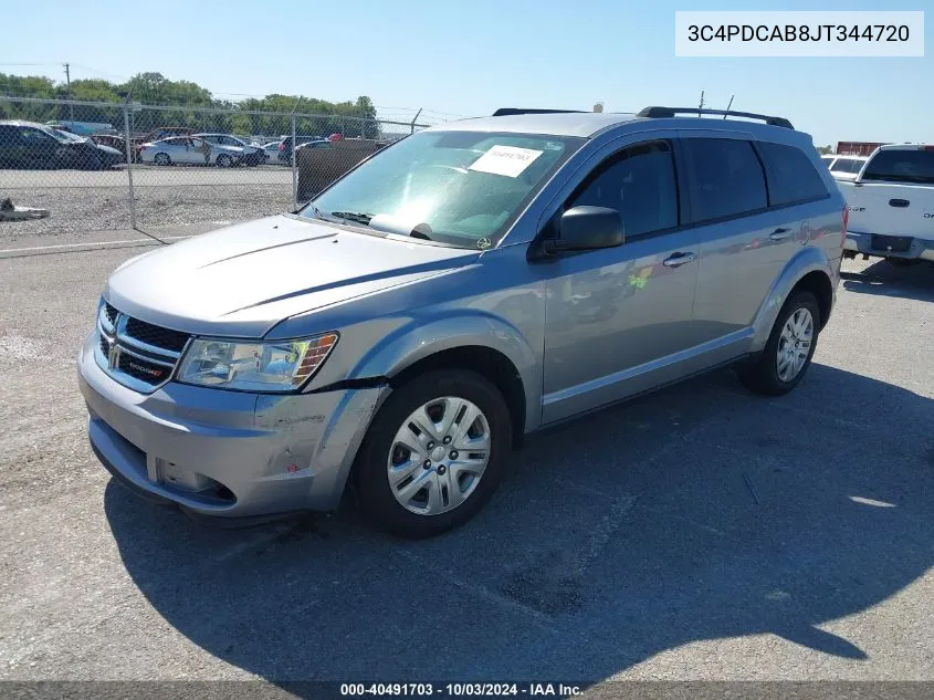 2018 Dodge Journey Se VIN: 3C4PDCAB8JT344720 Lot: 40491703