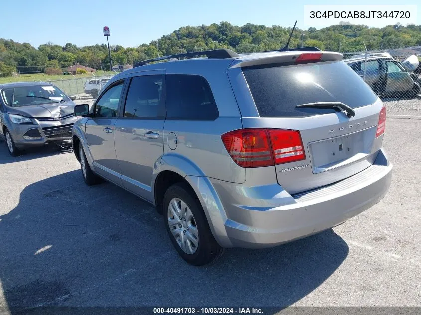 2018 Dodge Journey Se VIN: 3C4PDCAB8JT344720 Lot: 40491703