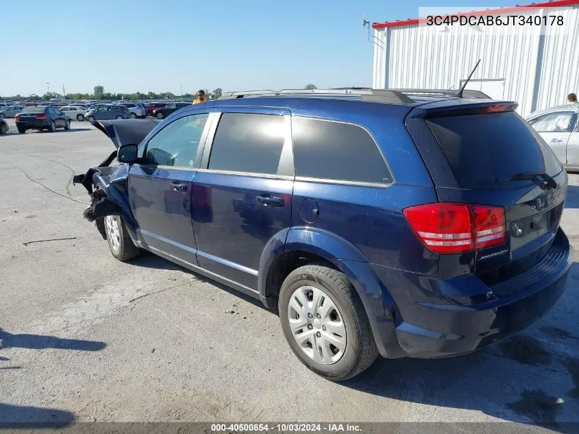 2018 Dodge Journey Se VIN: 3C4PDCAB6JT340178 Lot: 40500854