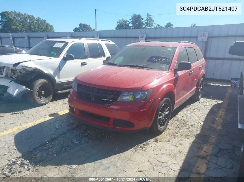 2018 Dodge Journey Se VIN: 3C4PDCAB2JT521407 Lot: 40512687