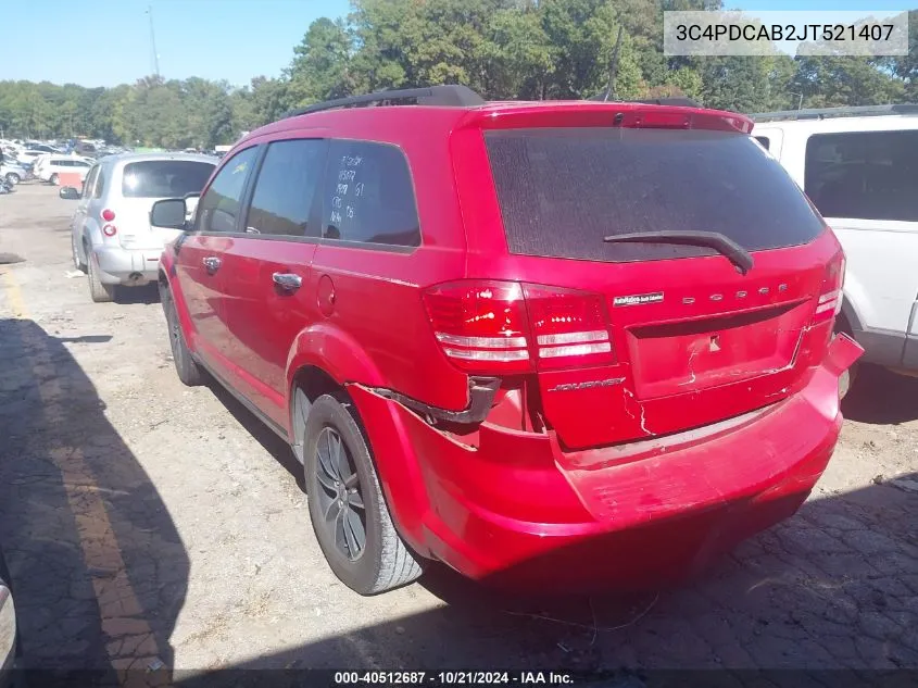 2018 Dodge Journey Se VIN: 3C4PDCAB2JT521407 Lot: 40512687