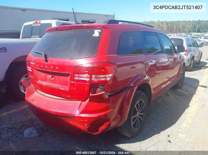 2018 Dodge Journey Se VIN: 3C4PDCAB2JT521407 Lot: 40512687