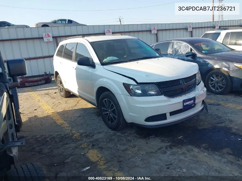 2018 Dodge Journey Se VIN: 3C4PDCAB7JT236721 Lot: 40523169